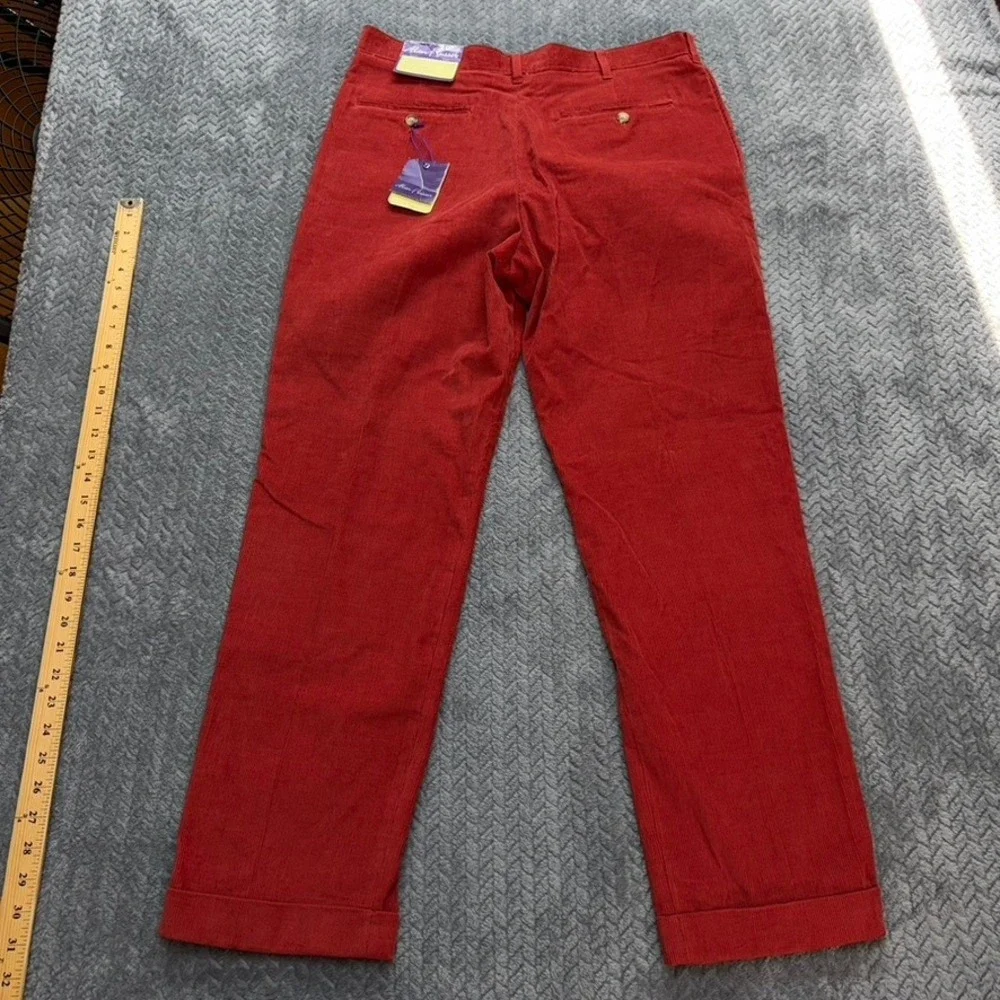 Alan Flusser Pants Mens 34x29 Red Corduroy Pleated Savana Straight NWT Vintage